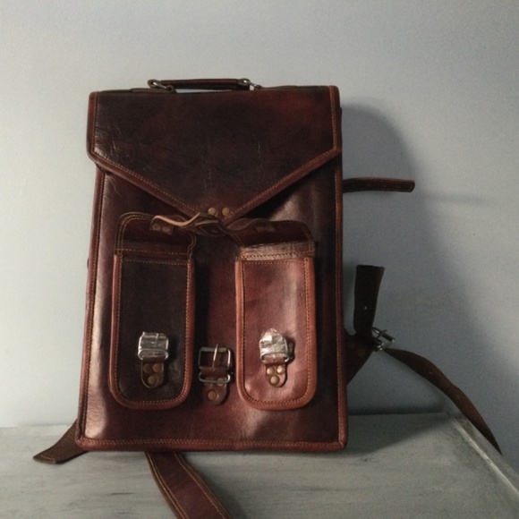 Handmade World Brown Vintage Leather Backpack - Picture 2 of 16